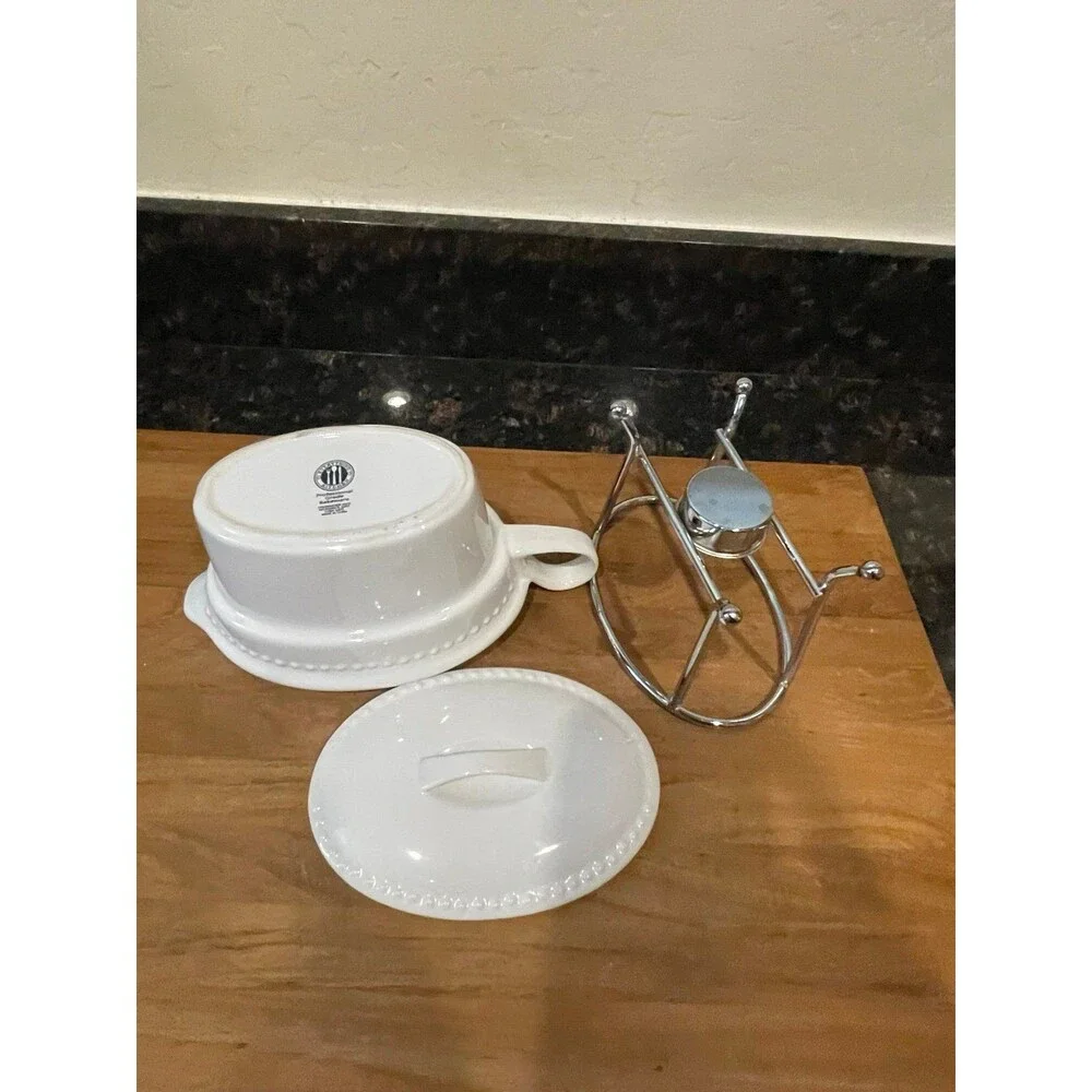 Everything Kitchen lidded Gravy Boat w/Tealight Warmers